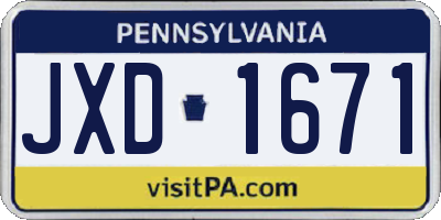 PA license plate JXD1671