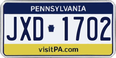 PA license plate JXD1702