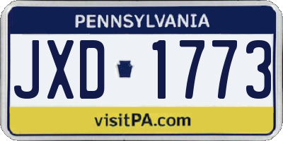 PA license plate JXD1773