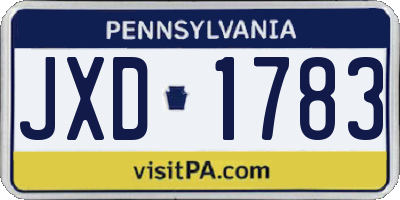 PA license plate JXD1783