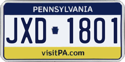 PA license plate JXD1801