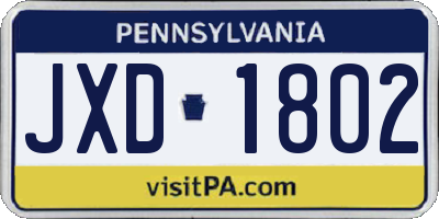 PA license plate JXD1802