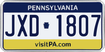 PA license plate JXD1807