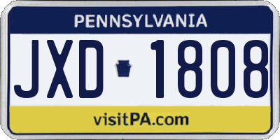 PA license plate JXD1808
