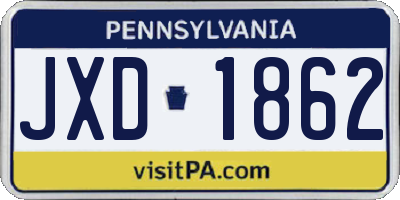PA license plate JXD1862