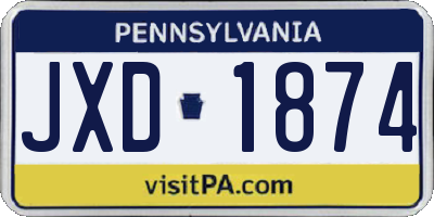 PA license plate JXD1874