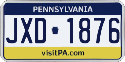PA license plate JXD1876