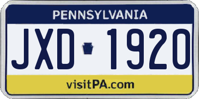 PA license plate JXD1920