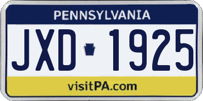 PA license plate JXD1925