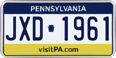 PA license plate JXD1961