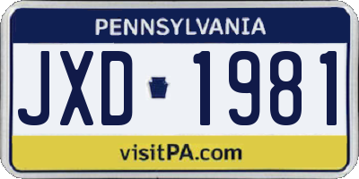 PA license plate JXD1981