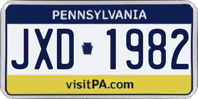 PA license plate JXD1982