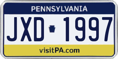 PA license plate JXD1997