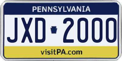 PA license plate JXD2000
