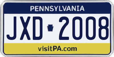 PA license plate JXD2008