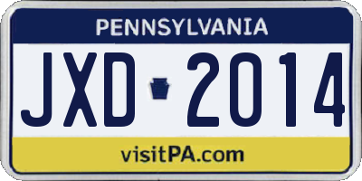 PA license plate JXD2014