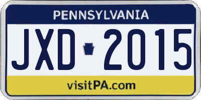 PA license plate JXD2015