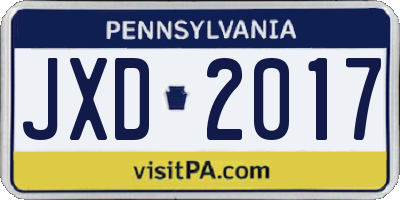PA license plate JXD2017