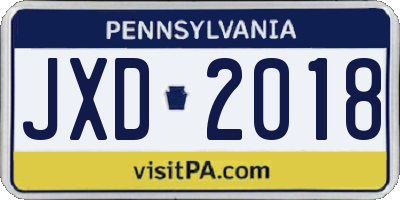 PA license plate JXD2018