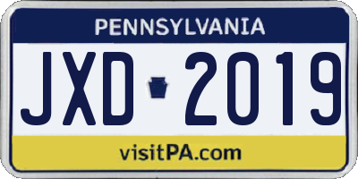 PA license plate JXD2019