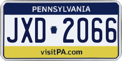 PA license plate JXD2066