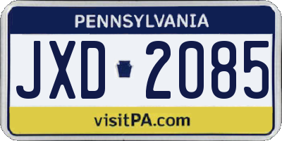 PA license plate JXD2085