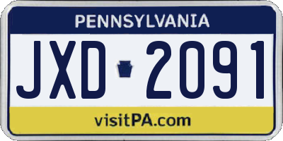 PA license plate JXD2091