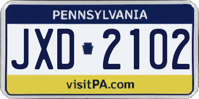 PA license plate JXD2102