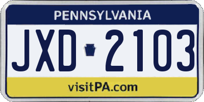 PA license plate JXD2103