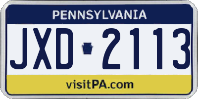 PA license plate JXD2113