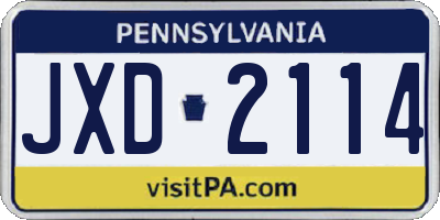 PA license plate JXD2114