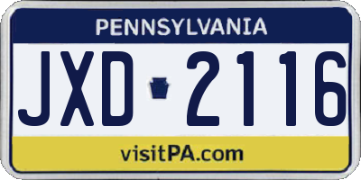PA license plate JXD2116