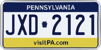 PA license plate JXD2121