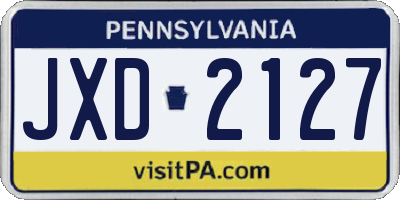 PA license plate JXD2127