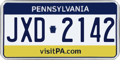 PA license plate JXD2142