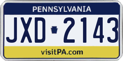 PA license plate JXD2143