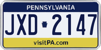 PA license plate JXD2147