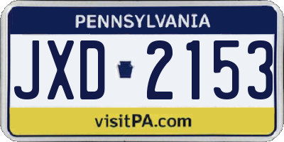 PA license plate JXD2153