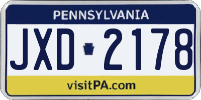 PA license plate JXD2178