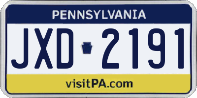 PA license plate JXD2191