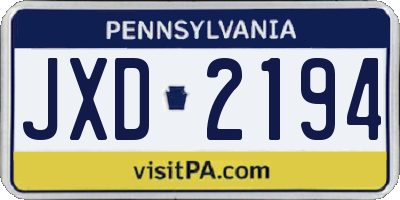 PA license plate JXD2194