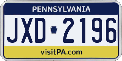 PA license plate JXD2196