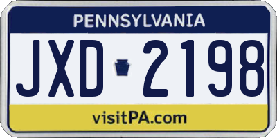 PA license plate JXD2198