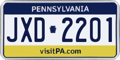 PA license plate JXD2201