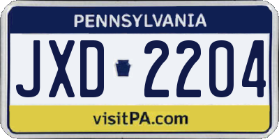 PA license plate JXD2204