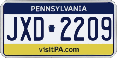 PA license plate JXD2209