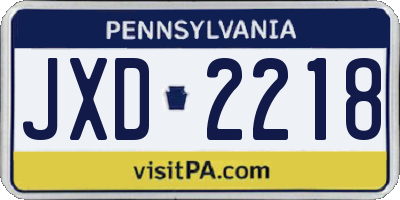PA license plate JXD2218