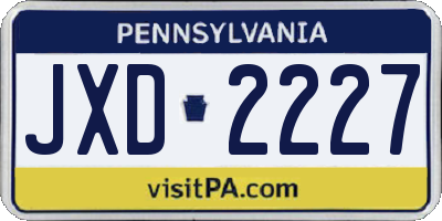 PA license plate JXD2227