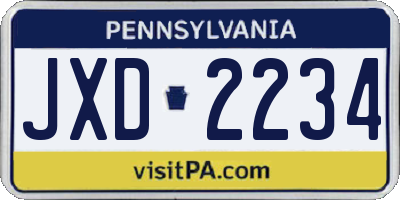 PA license plate JXD2234