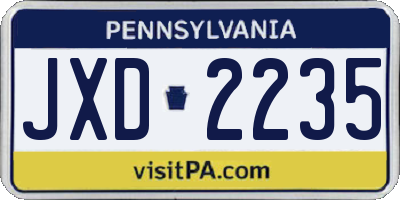 PA license plate JXD2235